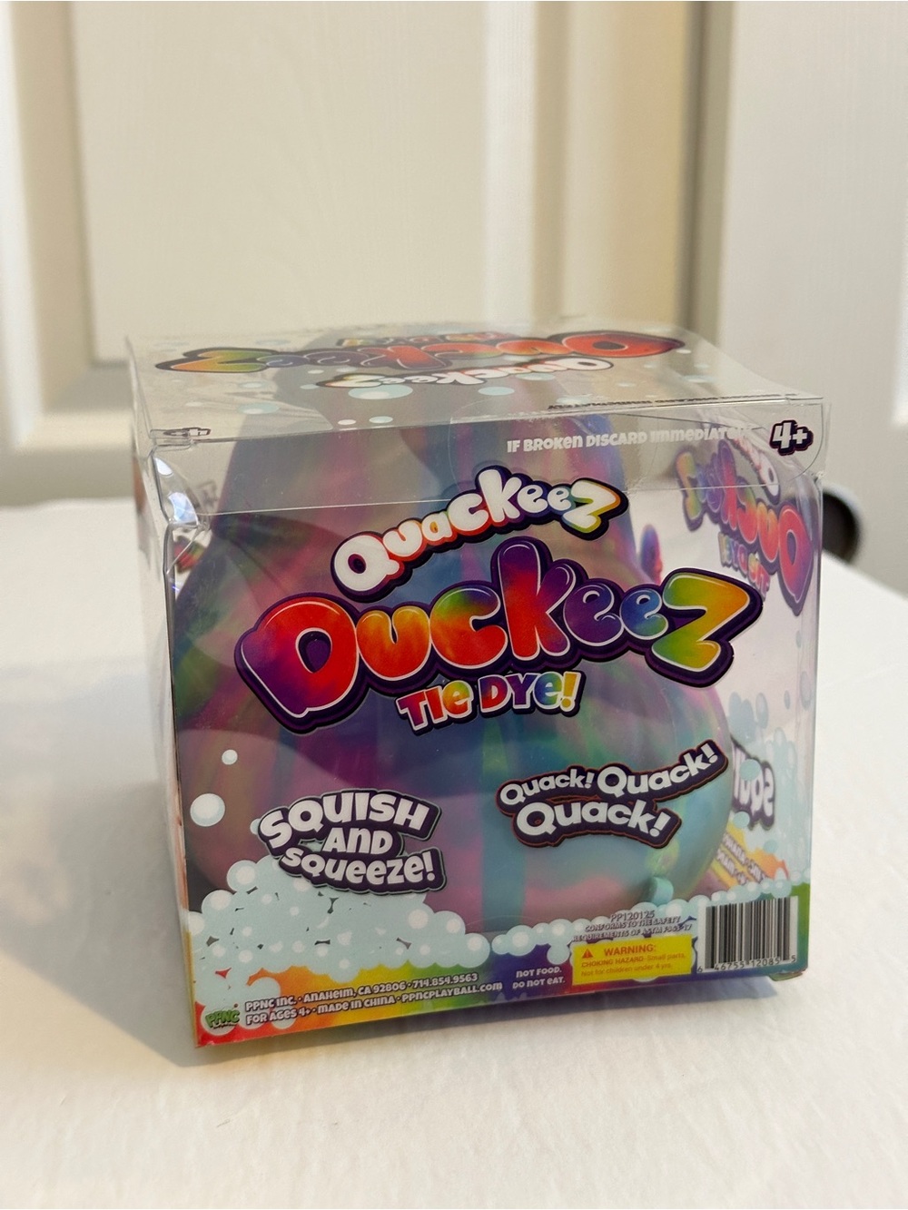 Quackeez Duckeez Tie Dye Squish and Squeeze Duck Squishy Fidget Toy New - Picture 2 of 3